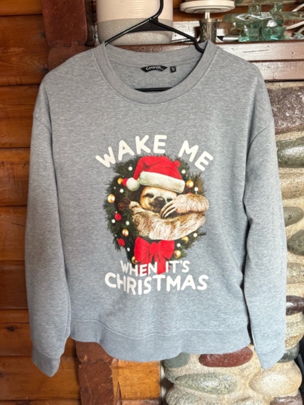 Christmas Sweater Sloth Graphic - Wake Me When It's Christmas